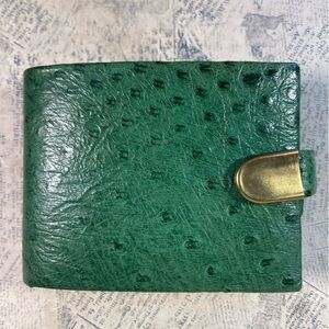 IRMSTAN Vintage bifold green ostrich leather